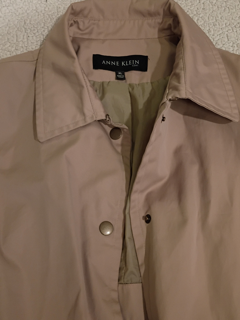 Anne Klein Light Beige Trench Coat with Snap Front